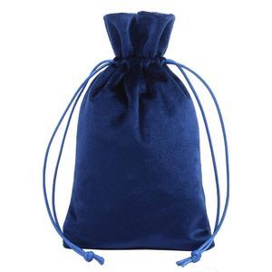 Velvet Drawstring Pouch Blue 4x8 Inches